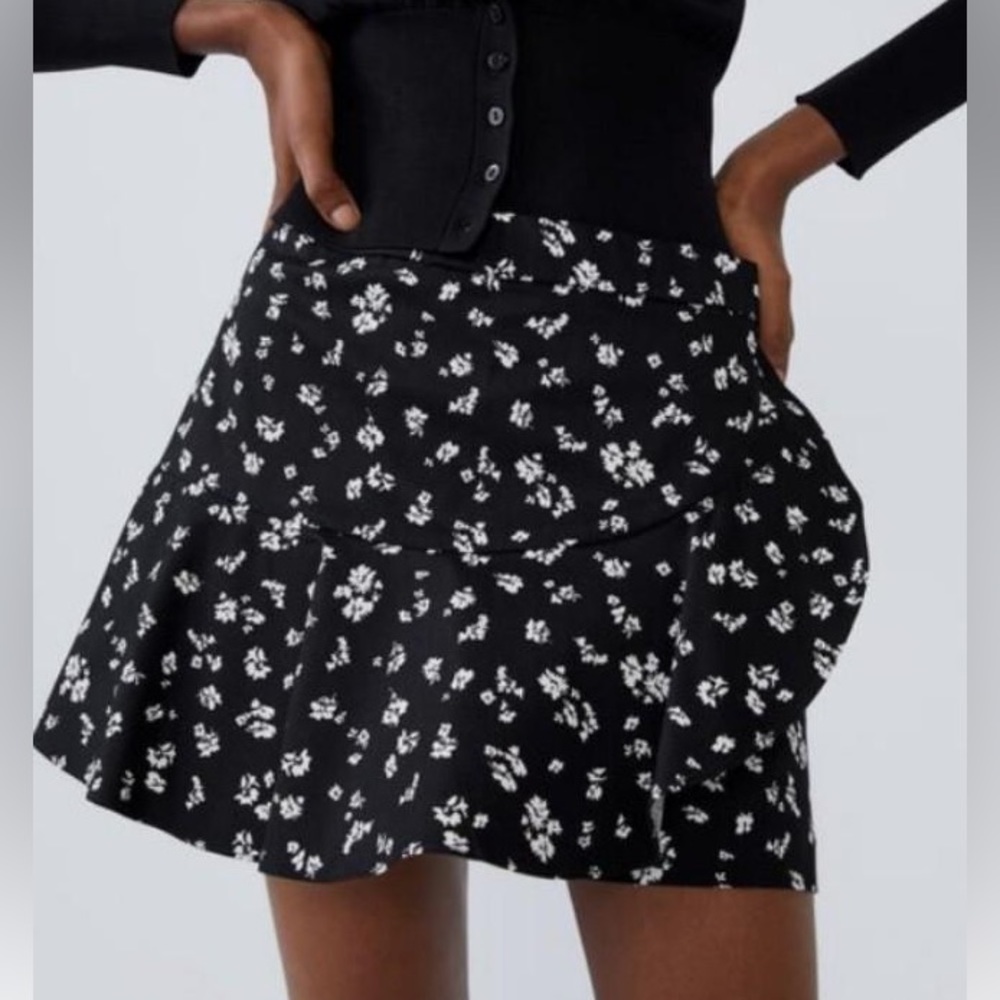 Black Floral Skirt